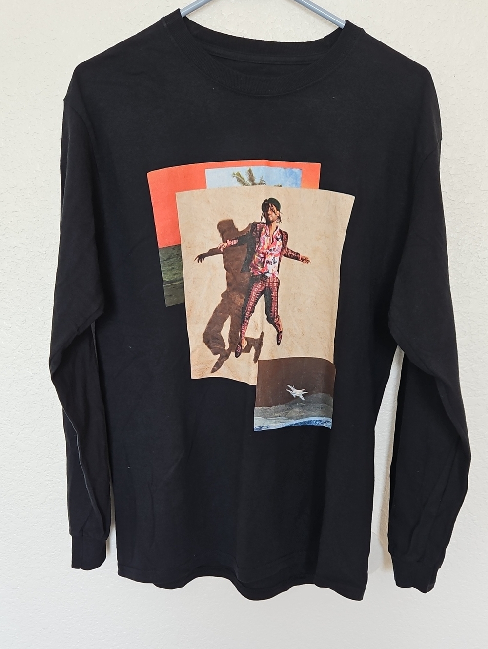 Miguel War & Leisure Mens Black Graphic Long Sleeve Shirt ~ Size M